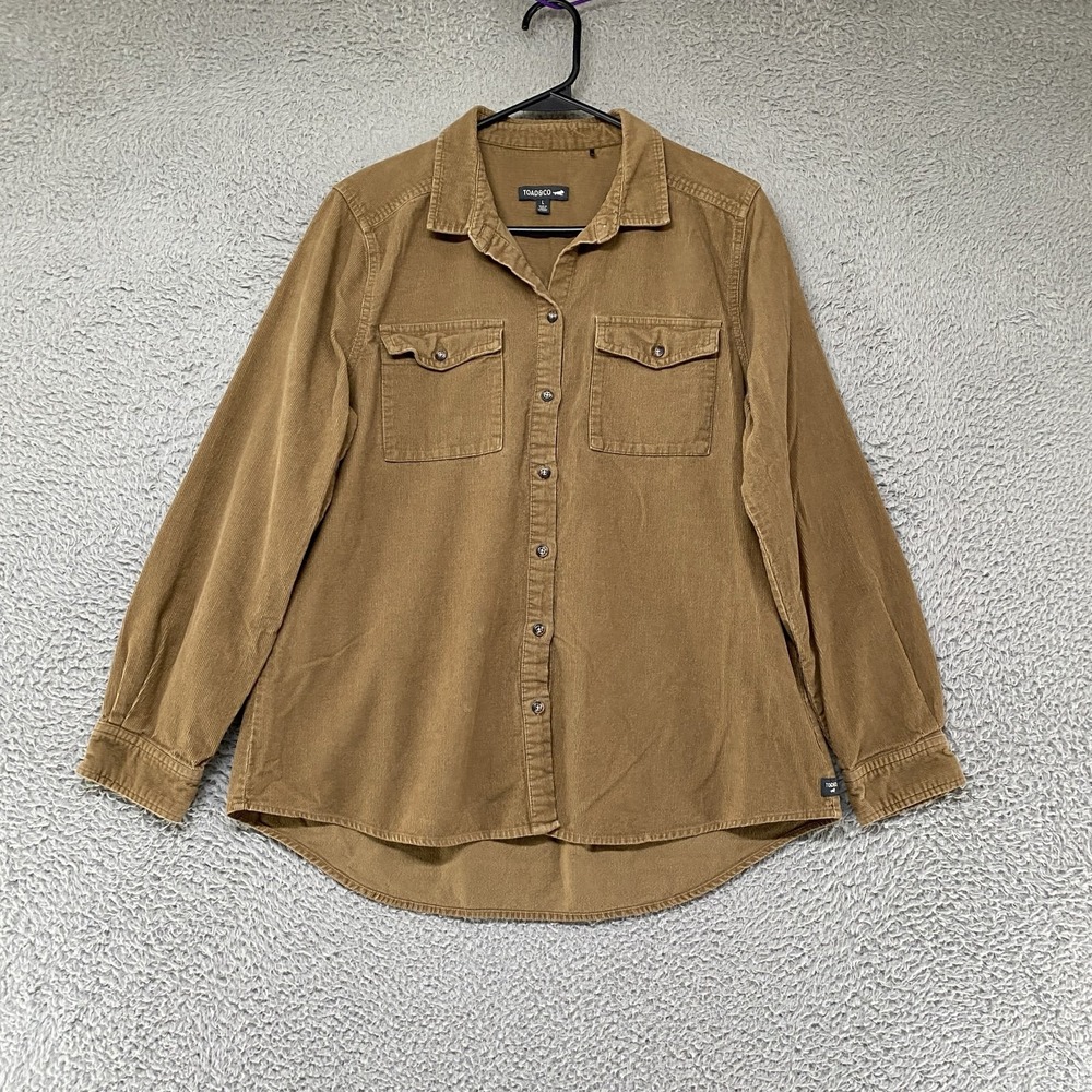 Toad&Co Corduroy Shirt Womens Large Brown Button Up Long Sleeve Organic Cotton